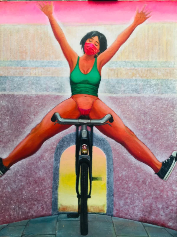 Goddess Against the Pandemic, 2006–2020, oil on canvas, 155 × 125 cm, symbolic female figure representing resilience during epidemic