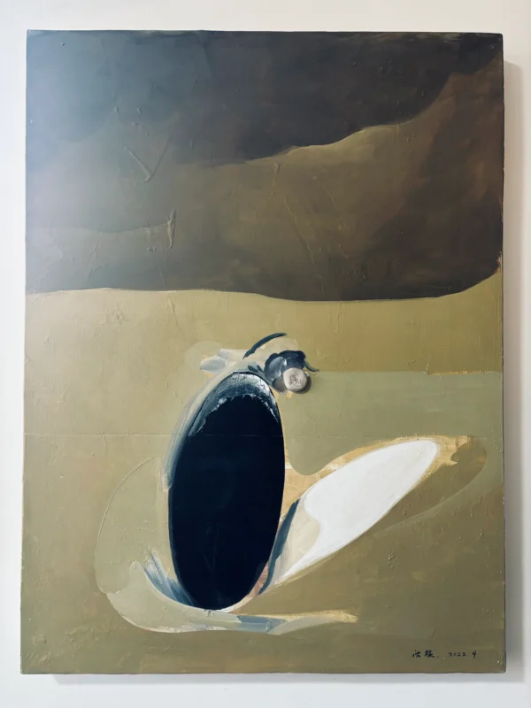 Projection by artist shenxuan, Wood panel, stainless steel, oil | 50 × 65 cm | 2022