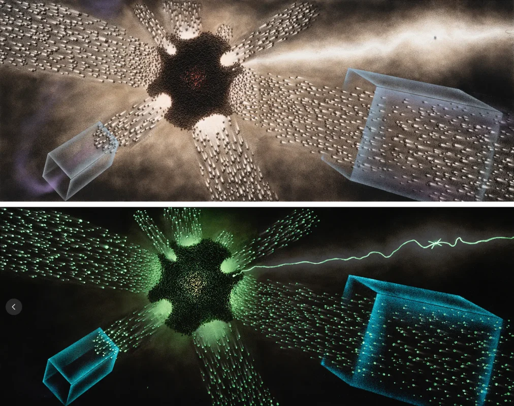 Genesis by Ma Yongqiang, Mixed media with sand on canvas, 120×320cm, 2021