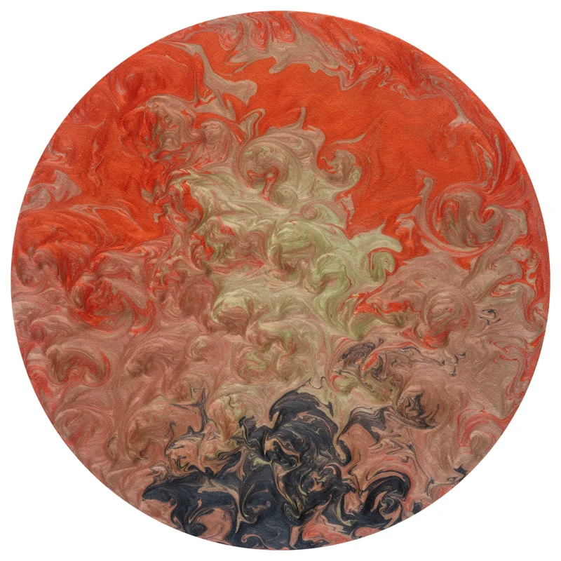 Circular abstract painting, cloud brocade texture, 77cm oil on canvas, Wu Yanxi, layered sky patterns