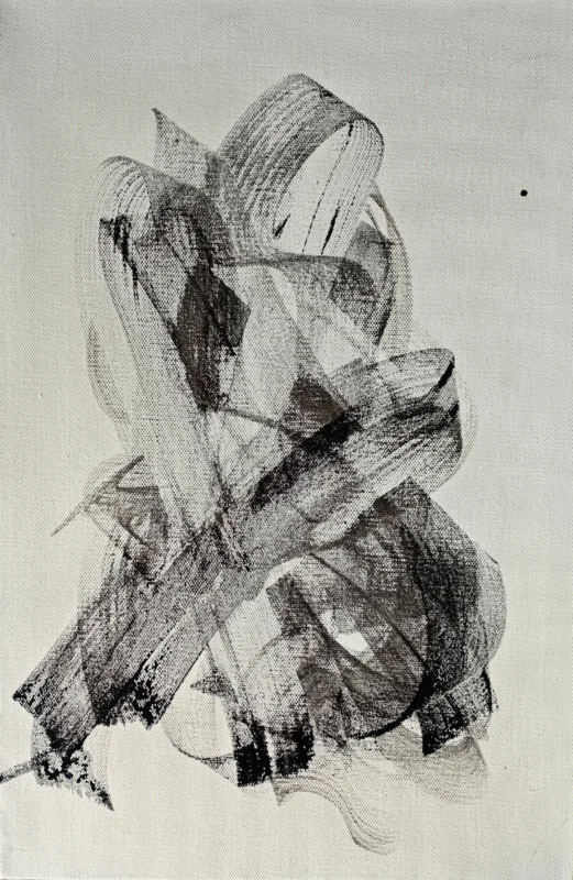 Contemporary ink work Self-Portrait, presenting an abstract exploration of identity through layered ink forms.