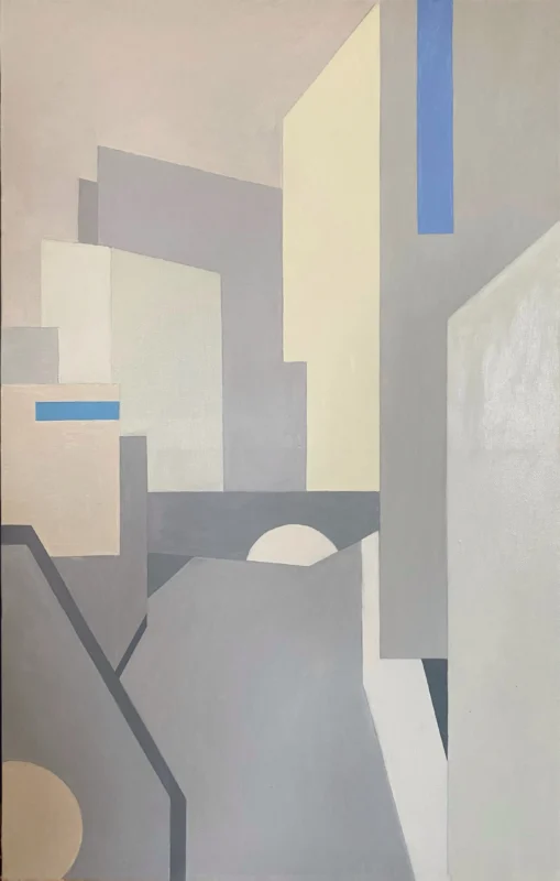 Minimalist artwork composed of abstract architectural volumes and layered light relationships.